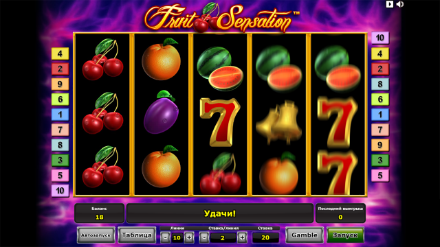 Характеристики слота Fruit Sensation 8